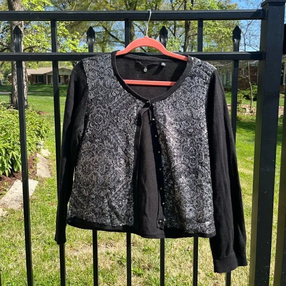 Anthropologie Knitted and Knotted Sequin Bauble Cardigan